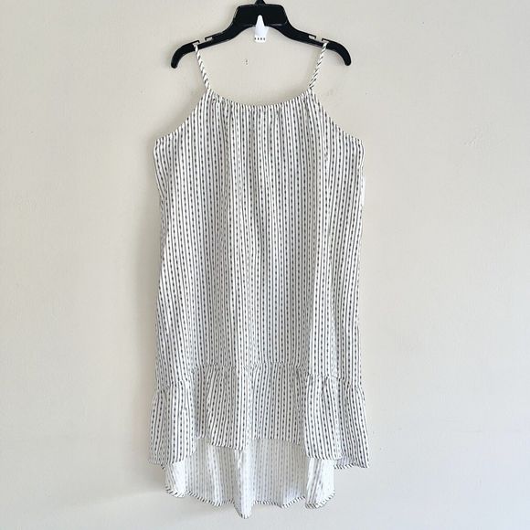 Old Navy Sleeveless Dress Plus Size 14 16 Minimalist High Low Hem Black Cream - Picture 2 of 10